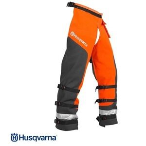 Husqvarna Chainsaw Chaps Mens OSFA Hi Viz Orange Safety Calfwrap 40" Leg Logger
